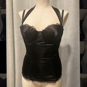 NEW Frederick’s of Hollywood black satin corset 34